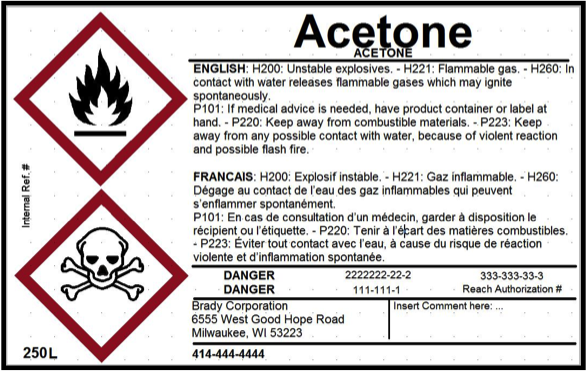 acetone label