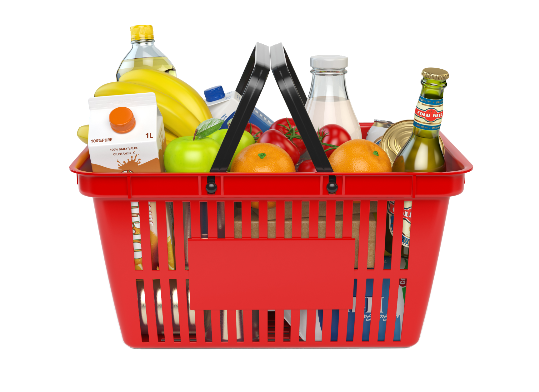 Basket filled with grocery items