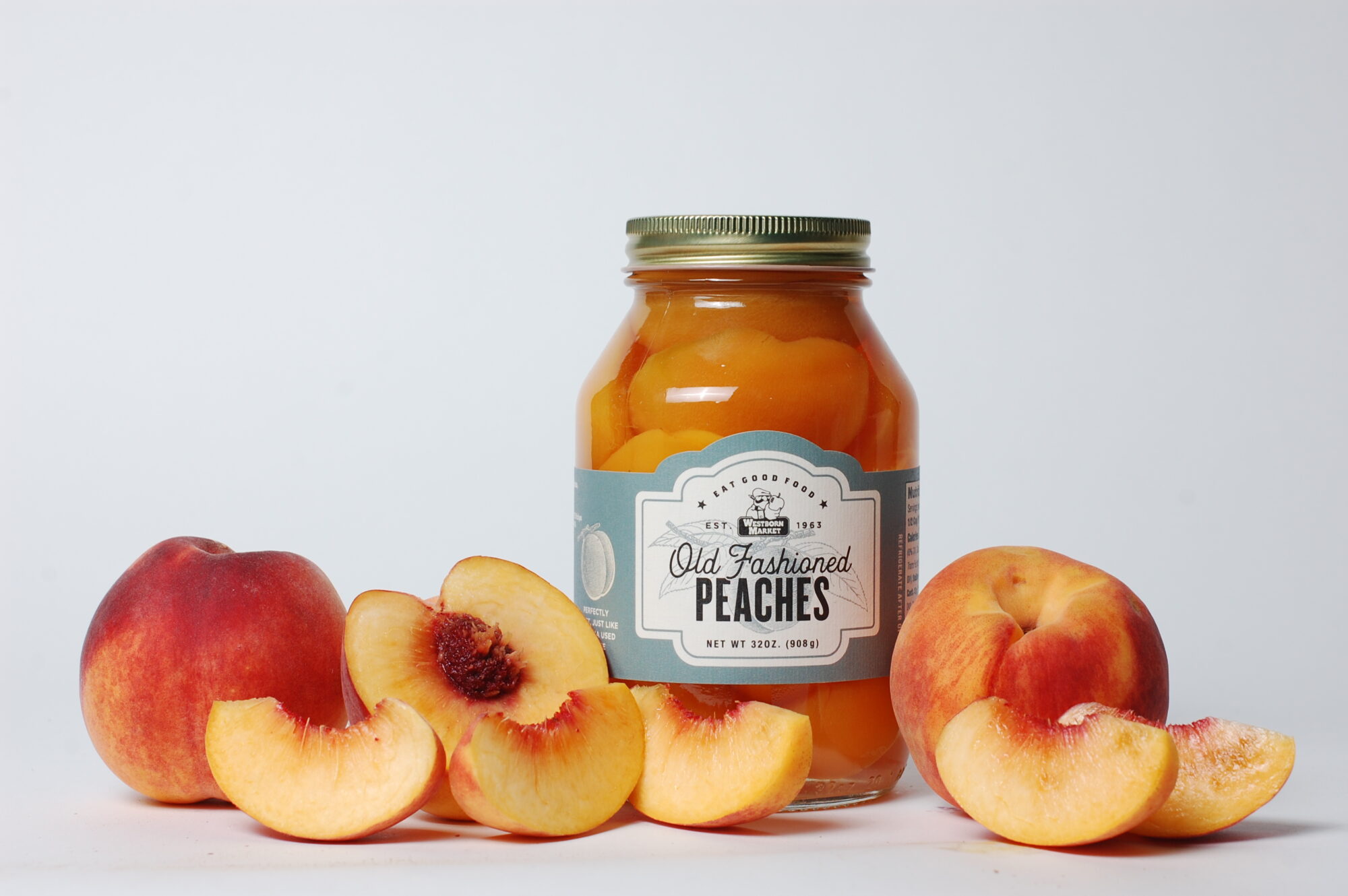 Peaches Label with glass jar