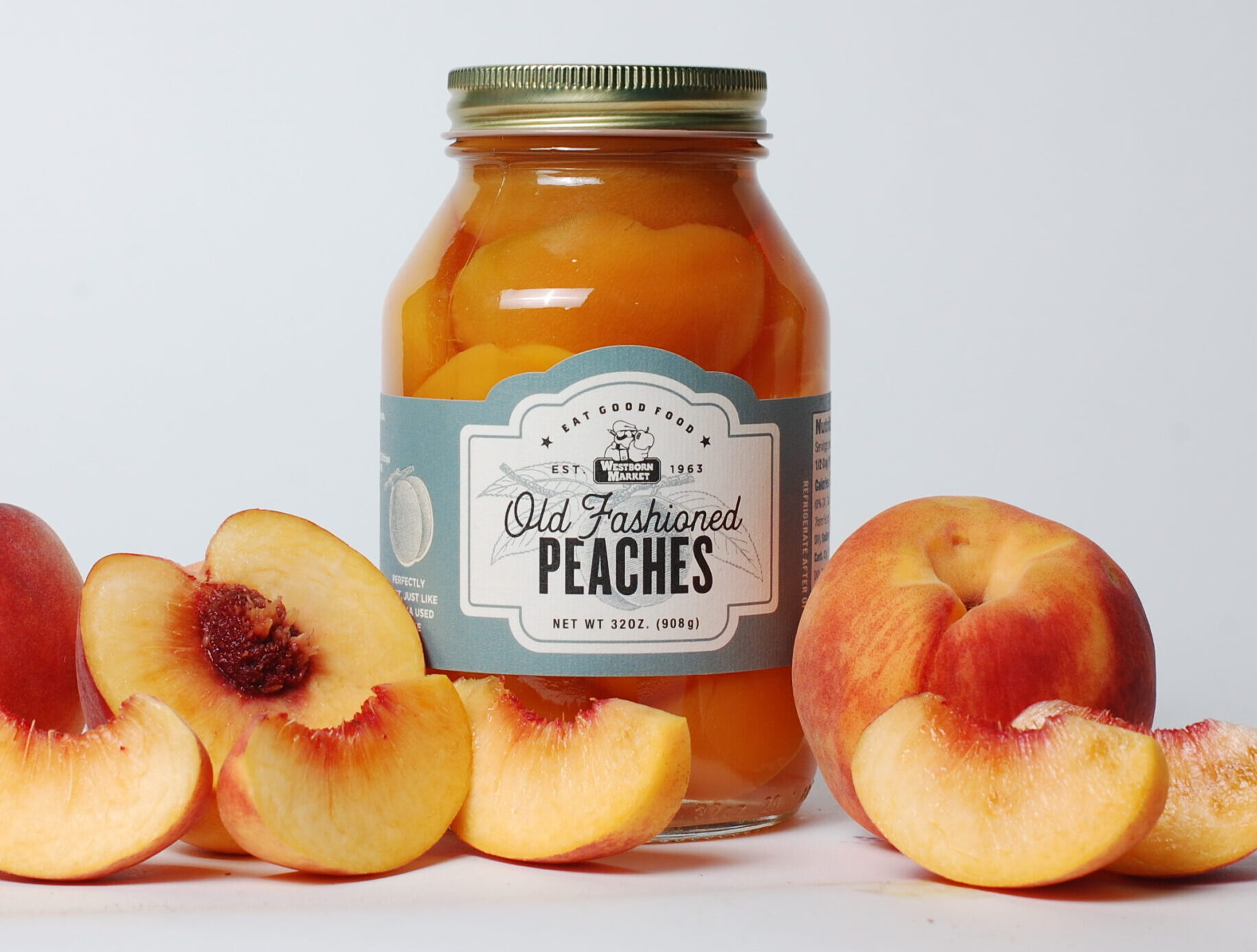 Peaches Label with glass jar